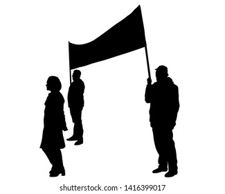 People Large Flags Isolated Silhouettes People Stock Vector (Royalty ...