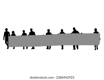 People of with large flags on white background