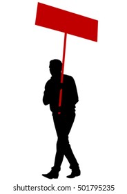 People of with large flags on white background