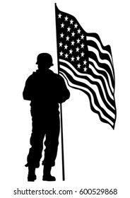 People of with large flags on white background
