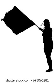 People of with large flags on white background