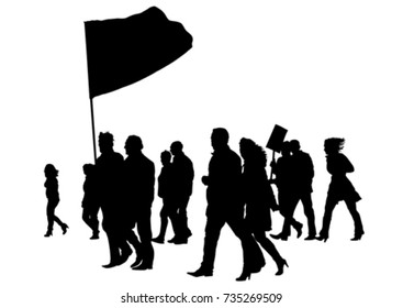 Personas con banderas grandes en fondo blanco