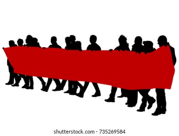 Personas con banderas grandes en fondo blanco