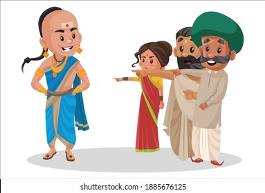 People Are Laughing At Tenali Ramakrishna. Vector Graphic Illustration. Individually On A White Background.