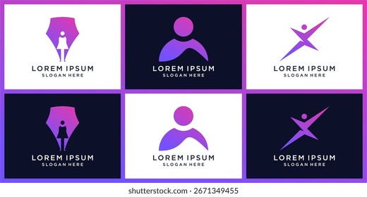 Conjunto de diseño de logotipo de líder de Personas