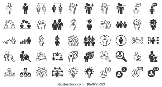 People leadership icon set in flat style. Person collection vector illustration on white isolated background. User teamwork business concept.