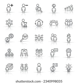 People leadership icon set in line style. Person collection vector illustration on white isolated background. User teamwork business concept.