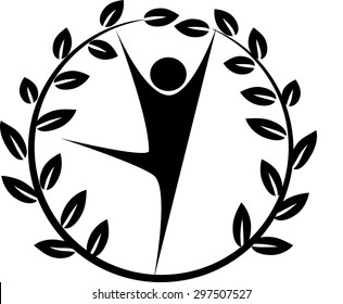 people and leaf with circle icon