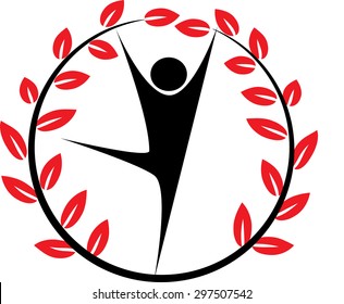 people and leaf with circle icon