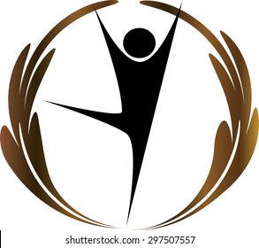 people and leaf with circle icon