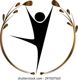 people and leaf with circle icon