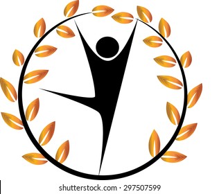 people and leaf with circle icon
