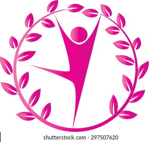 people and leaf with circle icon