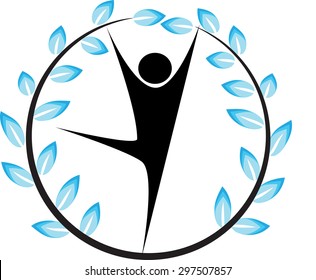 people and leaf with circle icon