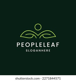 People Leaf Creative Concept Logo Design Template .