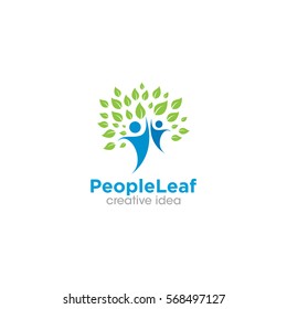 People Leaf Creative Concept Logo Design Template