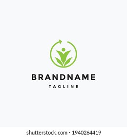 people leaf design logo design vector design template