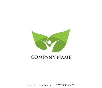 People leaf go green logo vector