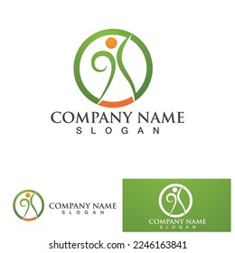 People leaf go green logo vector