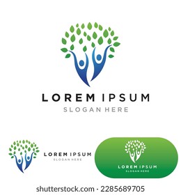 Menschen-Blätter gehen grüne Logo-Vektorgrafik