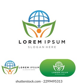 People leaf go green logo vector