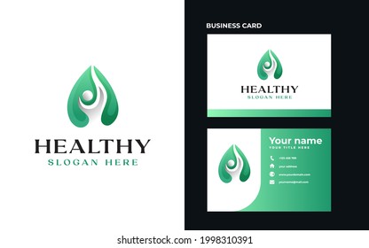 Hoja de personas con plantilla de logotipo de color degradado. Ilustración vectorial