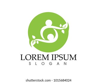 people leaf green nature health logo and symbols