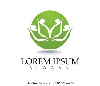 people leaf green nature health logo and symbols