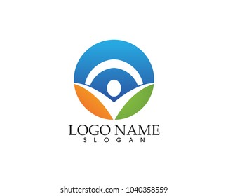 people leaf green nature health logo and symbols