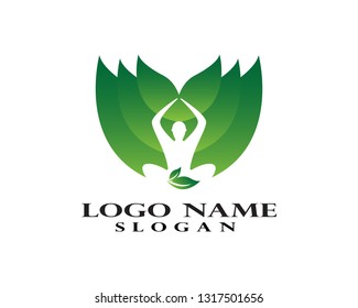 People leaf green nature health logo and symbols