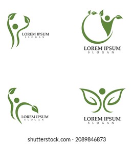 people leaf green nature health logo and symbols