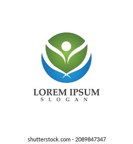 people leaf green nature health logo and symbols