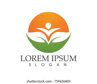 people leaf green nature health logo and symbols