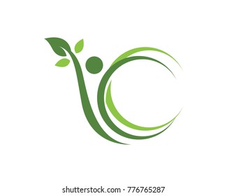 people leaf green nature health logo and symbols