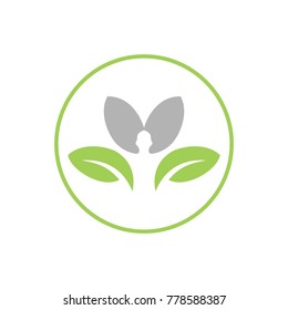PEOPLE LEAF GROW UP LOGO VECTOR
