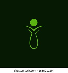 people leaf health logo design illustration vector