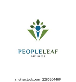 People Leaf Icon Logo Design Template