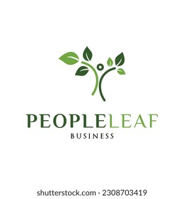 People Leaf Icon Logo Design Template