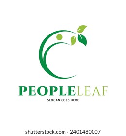 People Leaf Icon Vector Logo Template Illustration Design