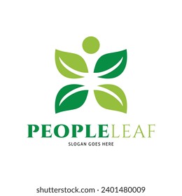 People Leaf Icon Vector Logo Template Illustration Design