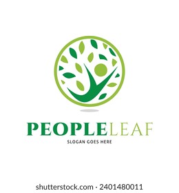 Diseño de la plantilla del logotipo del vector de iconos de la hoja de la persona