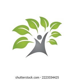 people leaf jump logo template