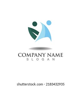 People leaf logo abstract nature design Vector Image template