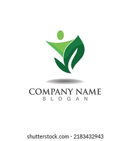People leaf logo abstract nature design Vector Image template