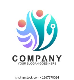 people with leaf logo in circle shape