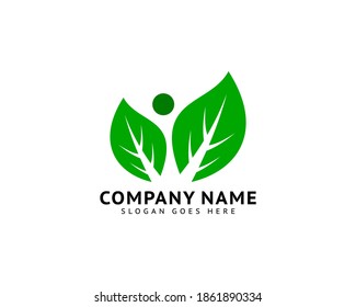 People Leaf Logo Design Template