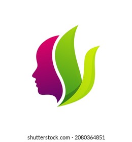 People leaf logo design vector template. Farm logo concept
