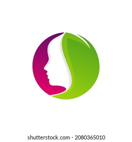 People leaf logo design vector template. Farm logo concept