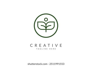 People with leaf logo design vector.
