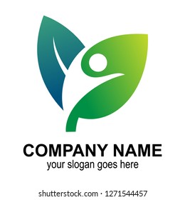 people leaf logo, health and care vector